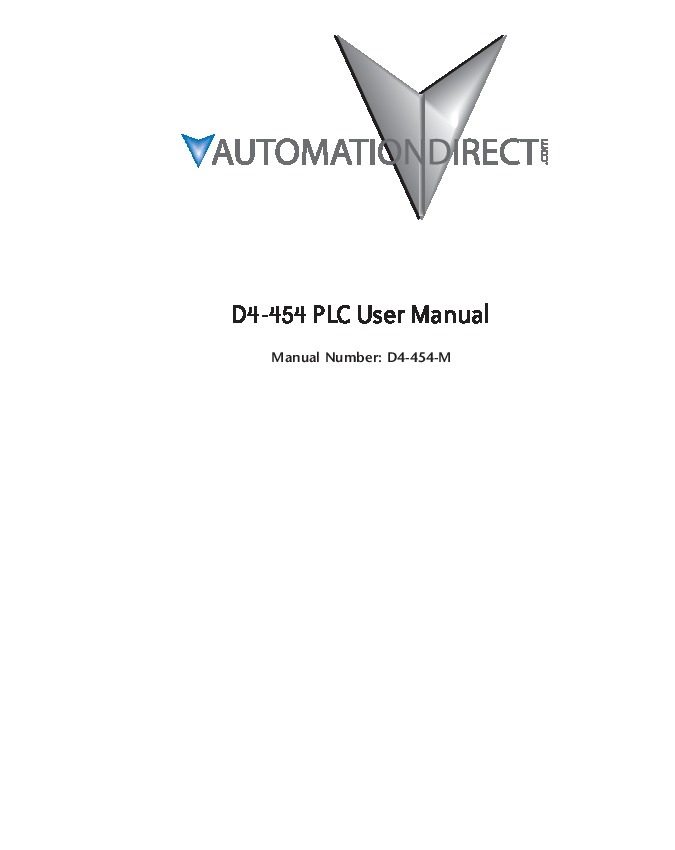 First Page Image of D4-454 PLC User Manual D4-454-M.pdf